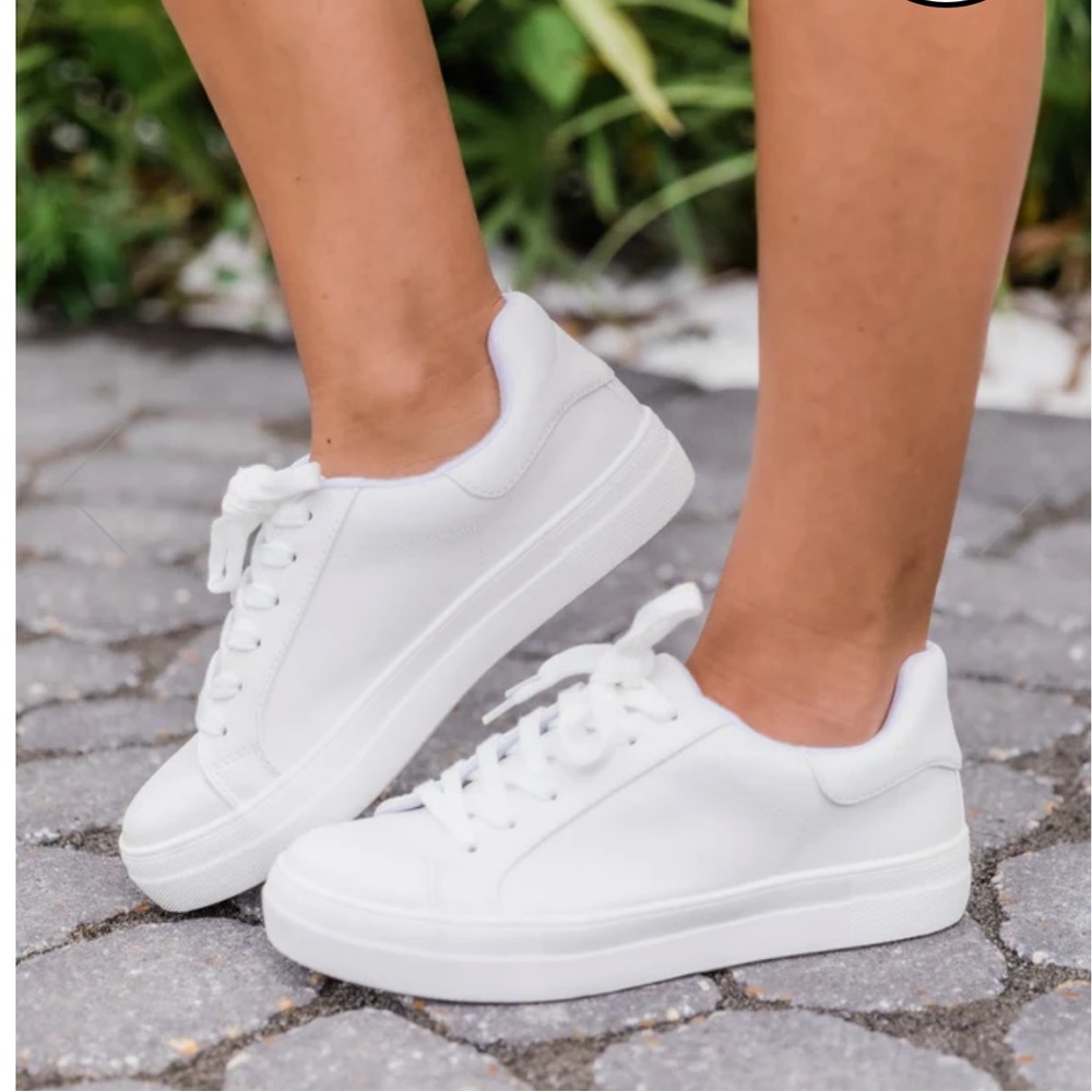 Pink Lily Jenny White Solid Sneakers
